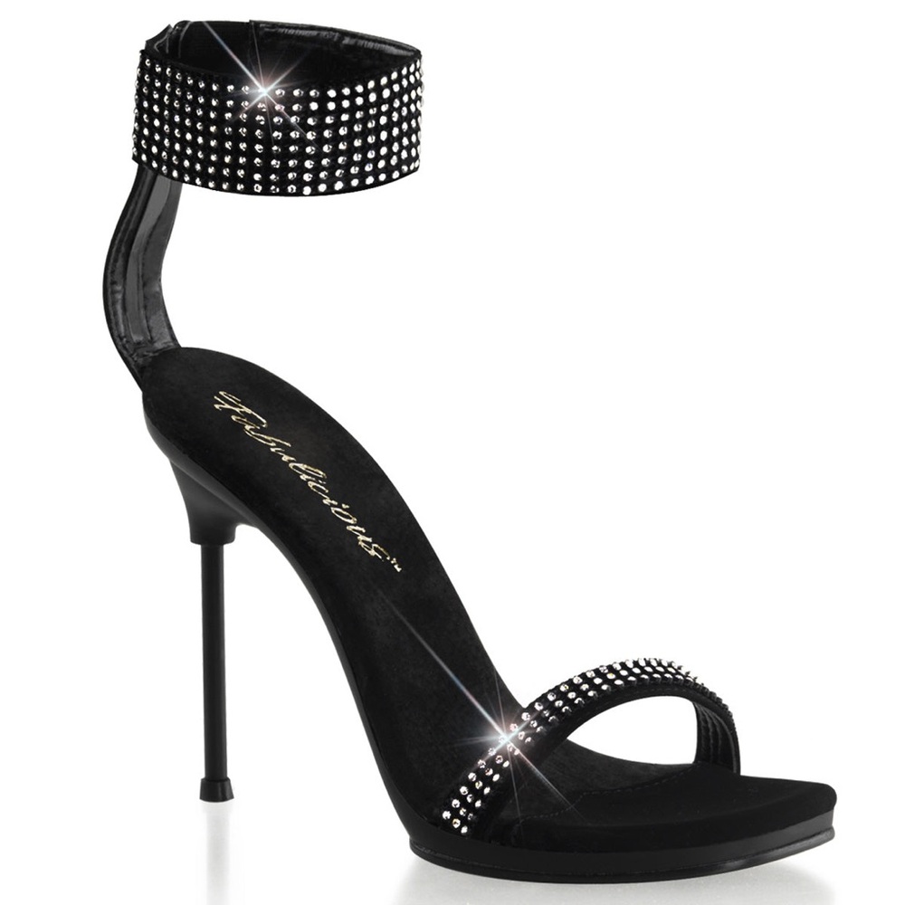 Pleaser Black Heels with Sparkling Accents